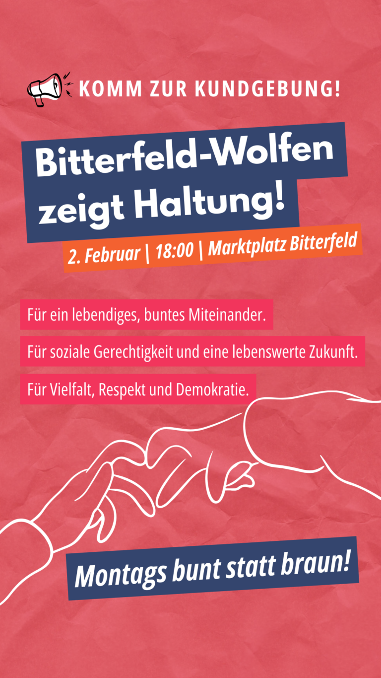 Bitterfeld-Wolfen zeigt Haltung – Komm zur Kundgebung!
